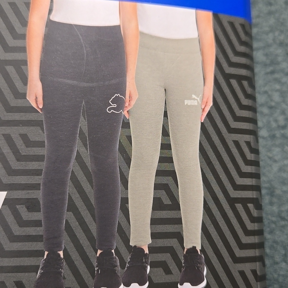 Puma Size L Grey and Black Fleece Lined Leggings